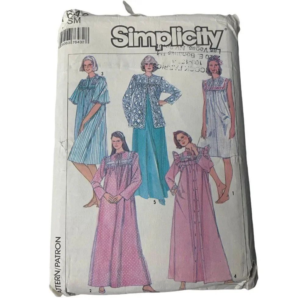 Vintage 80s Simplicity 7643 Pattern Misses 6-24 Nightgown Robe Bed Jacket Cut